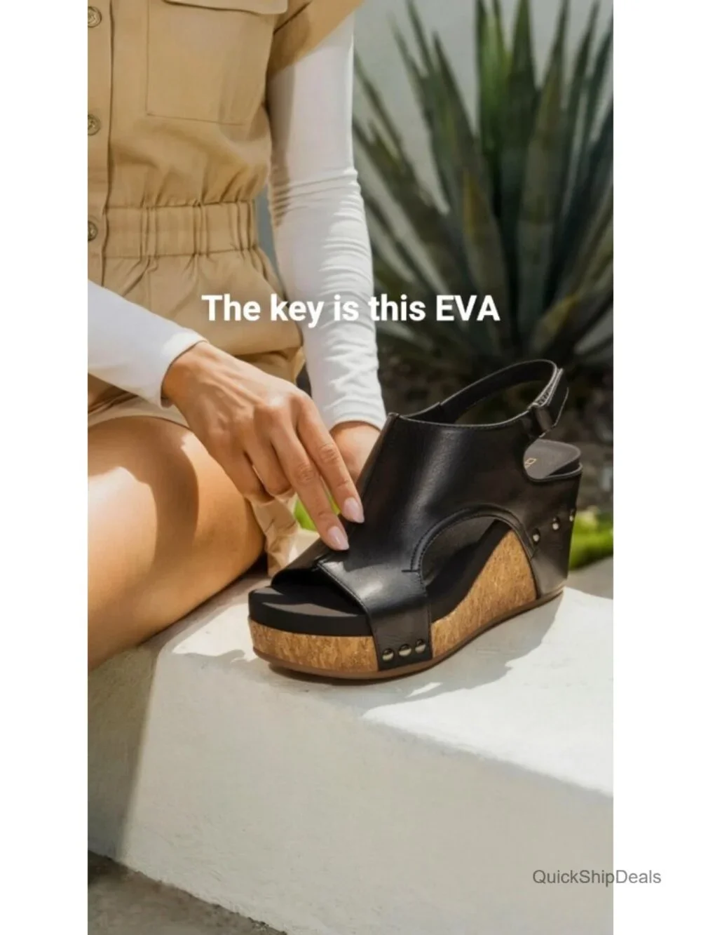 Comfortable Wedge Sandals, Peep-Toe Platform Synthetic Leather with Cushioned